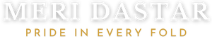 Logo of Mera Mastar with text 'Pride in Every Fold' on a white background