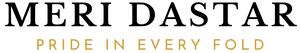 Logo of MERI DASTAR with text 'Pride in Every Fold' below it.