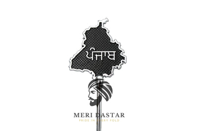 Metallic map of Punjab with text on a white background