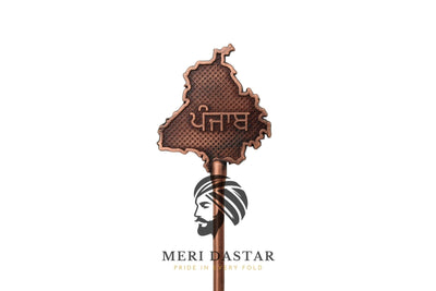 Bronze map of Punjab with text on a white background