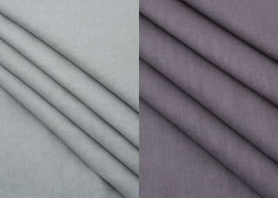 Two shades of gray fabric with a diagonal pattern.